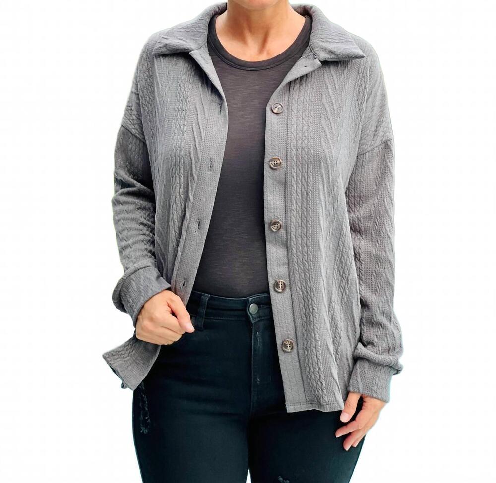 NEW HEIMISH USA tactile textile shacket in charcoal
